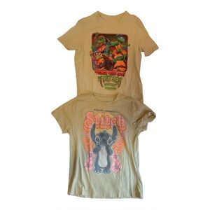 Girls 2 Pack Tee Shirt Bundle LILO & Stitch, Teenage Mutant Ninja Turtles Medium